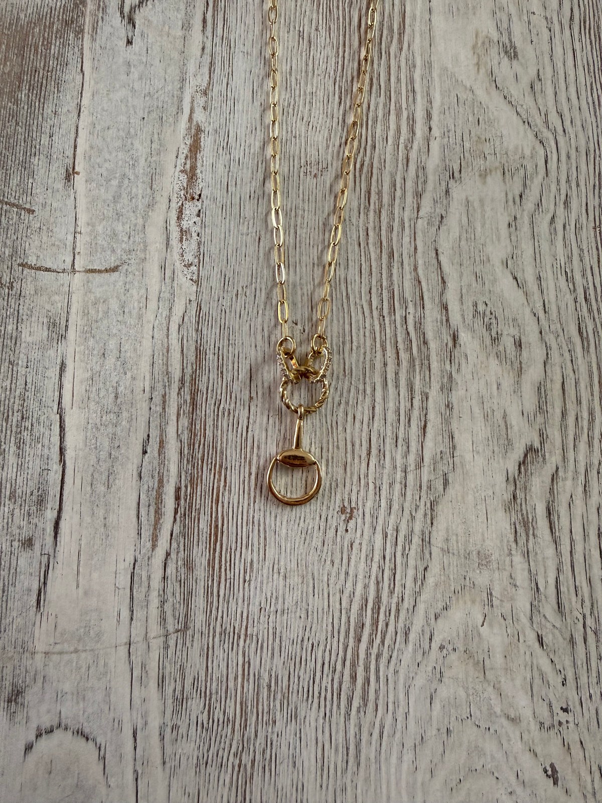 Gold Dangle Horsebit Necklace