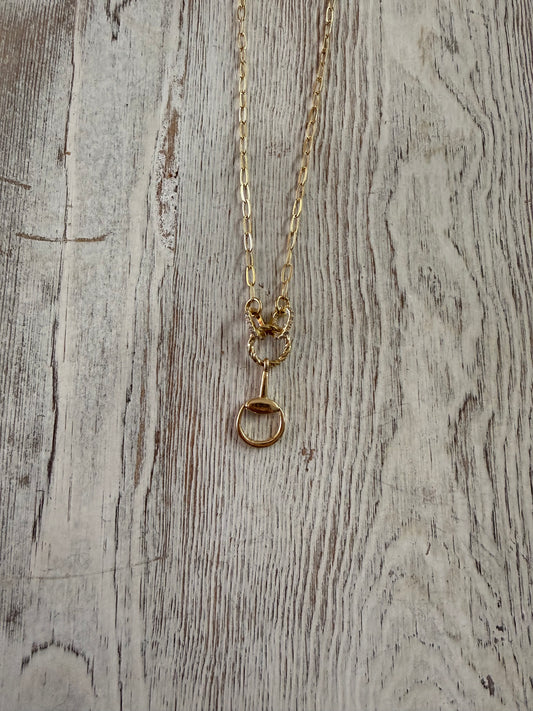 Gold Dangle Horsebit Necklace