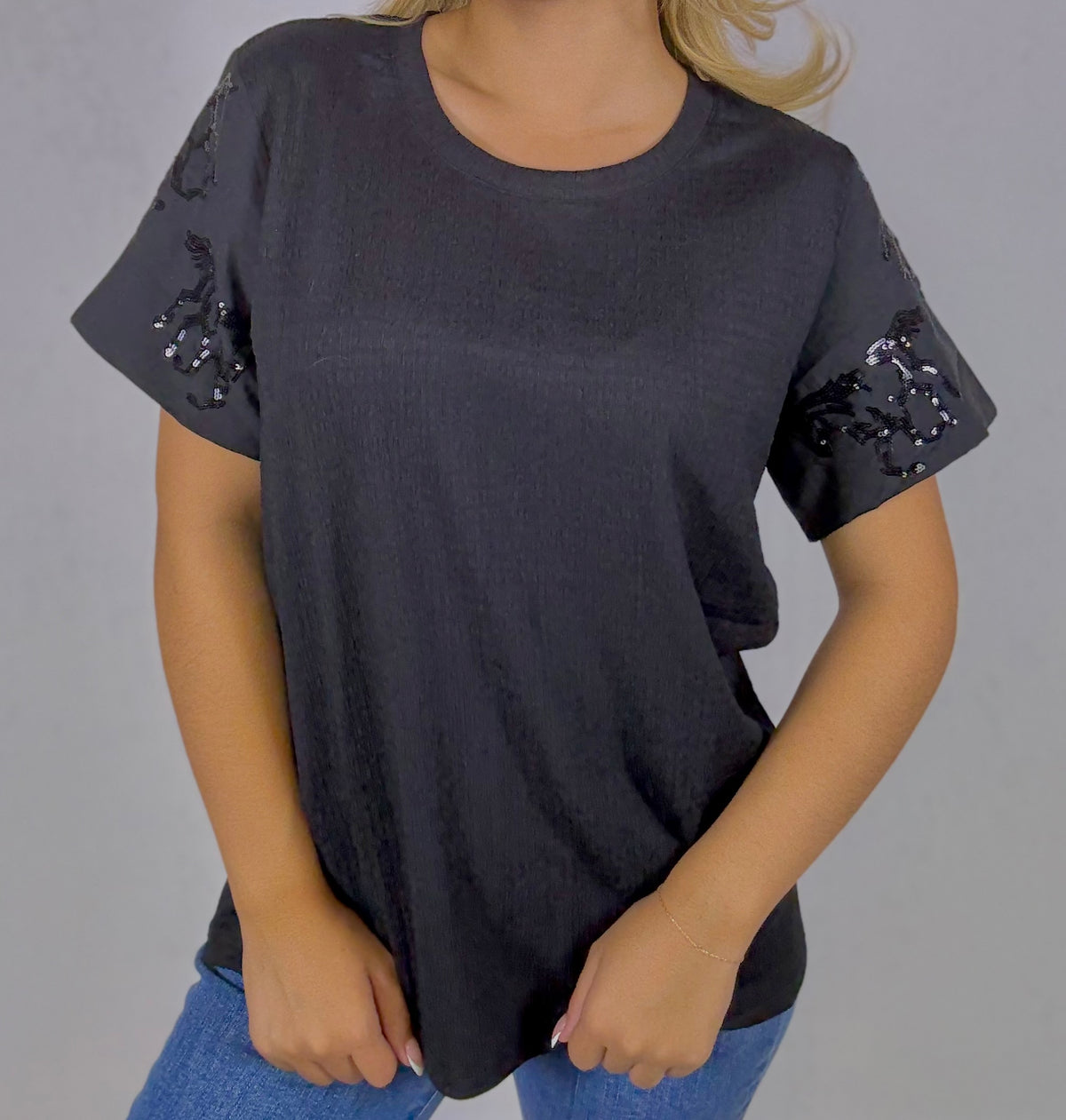 Sequins Horse Sleeve Blouse