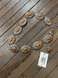 Stamped Oval Concho Belt with Stone