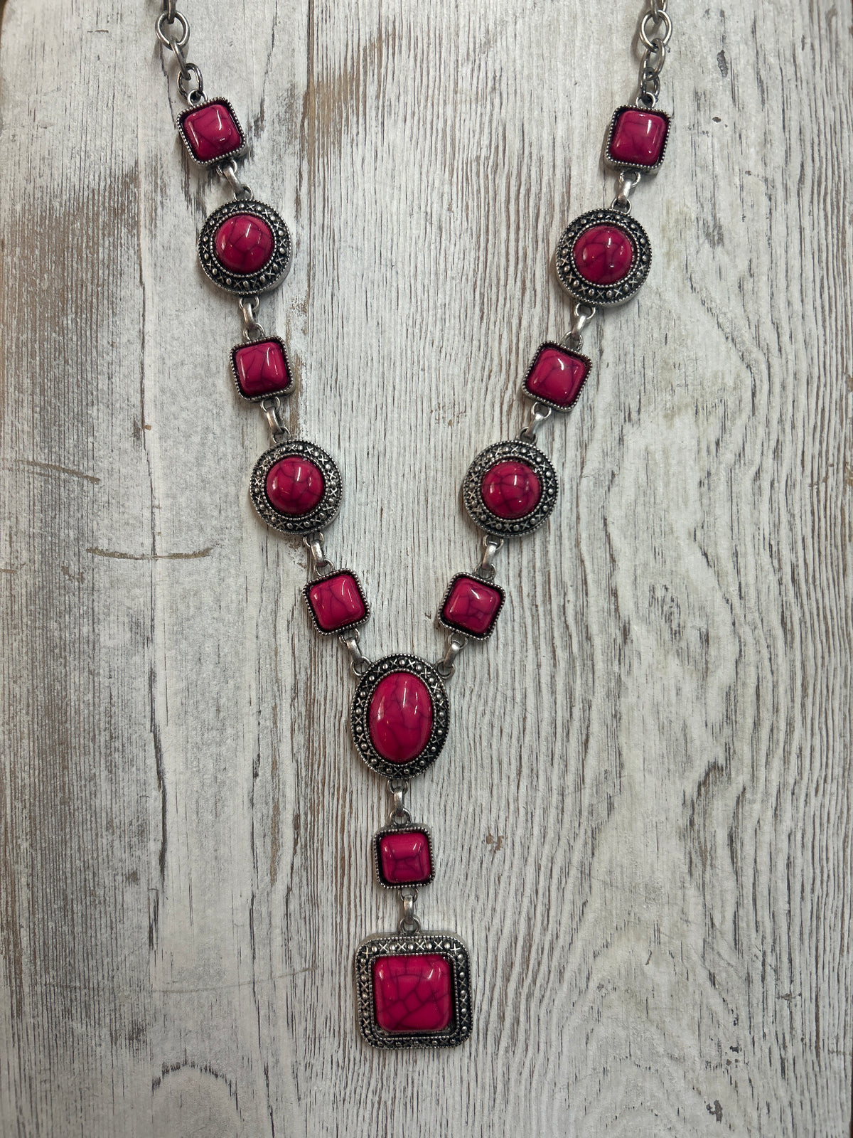 Circle & Square Lariat Necklace