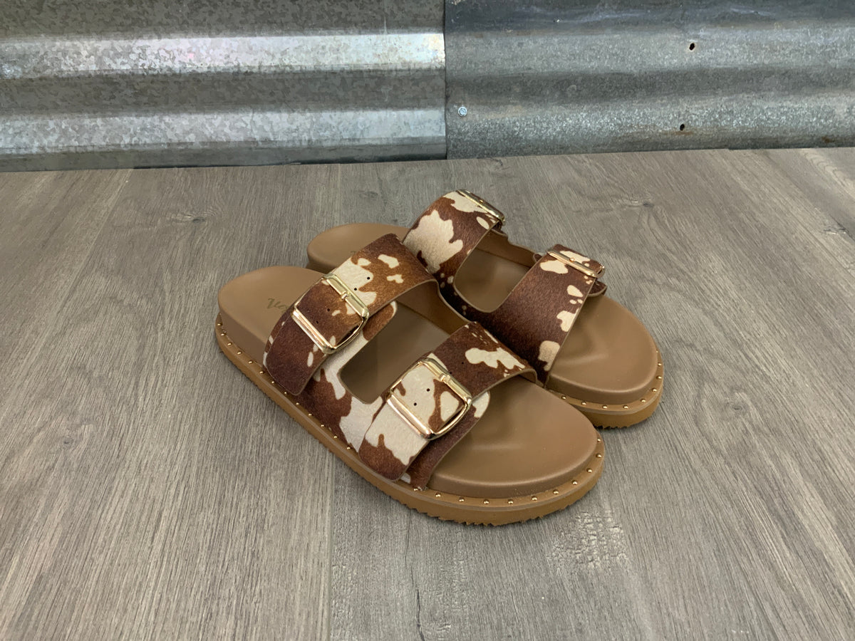 Alma Cow Print Sandal
