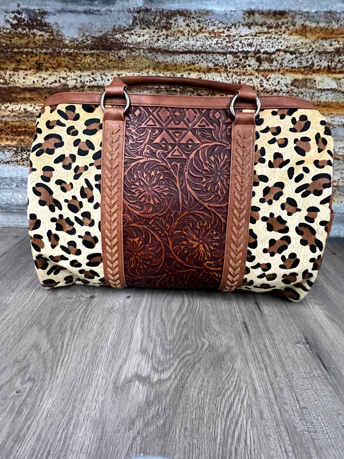 MW Animal Print Tooled Duffle Bag