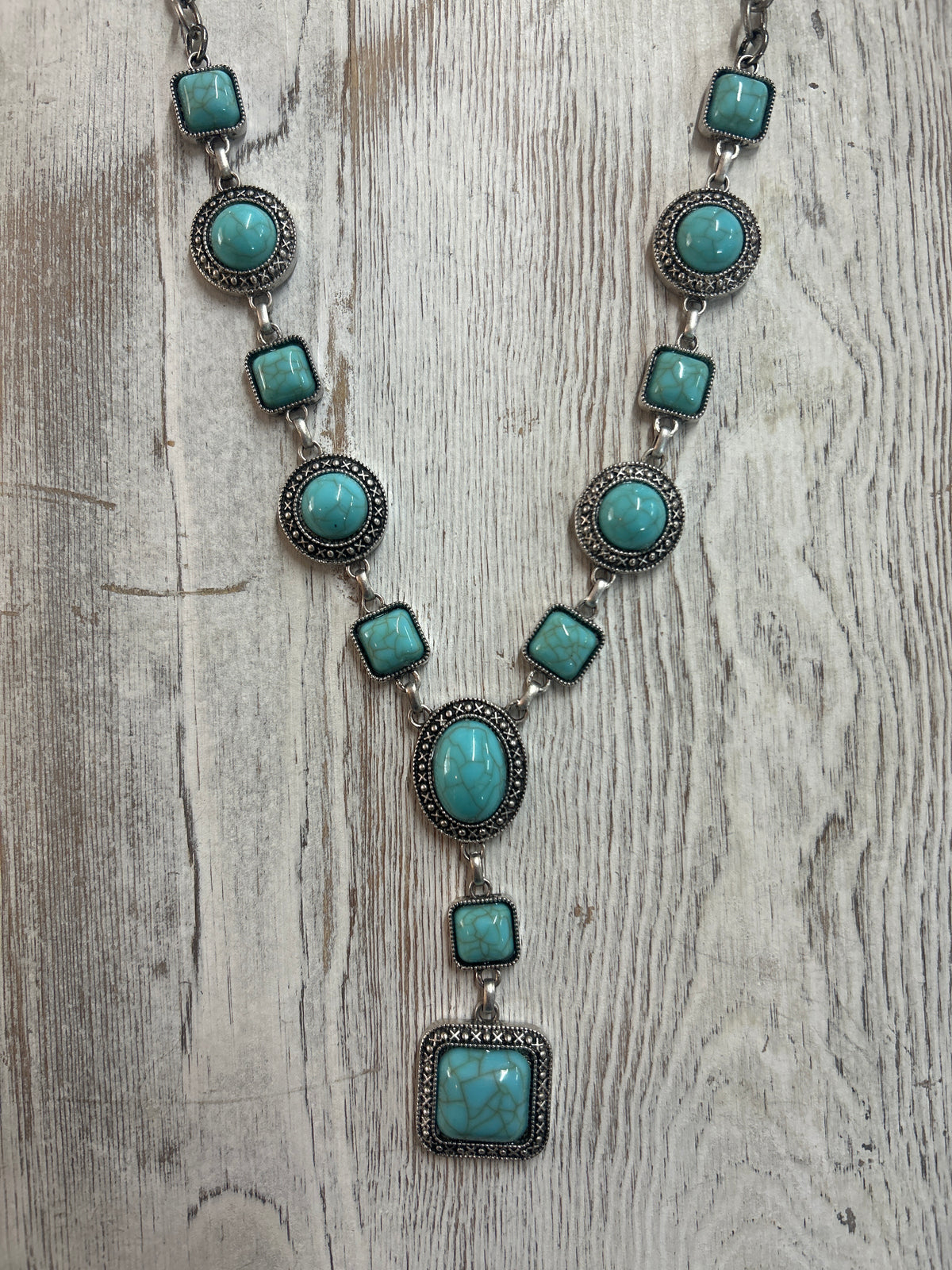 Circle & Square Lariat Necklace