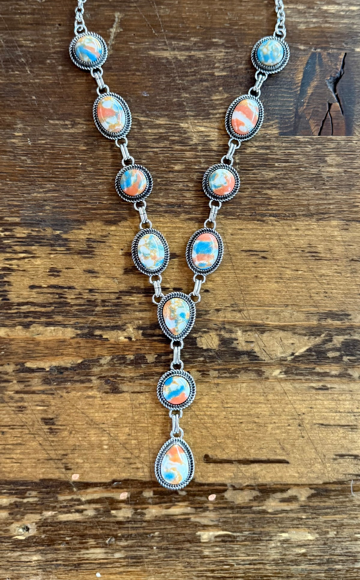 Bohemian Y Shaped Necklace with Stones