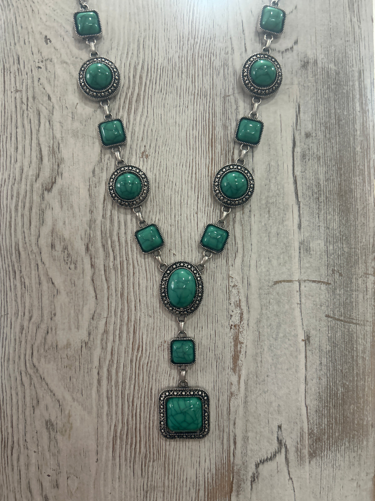 Circle & Square Lariat Necklace
