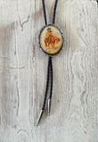 Brown Leather Oval Western Cowgirl Pendent Adjustable Necklace