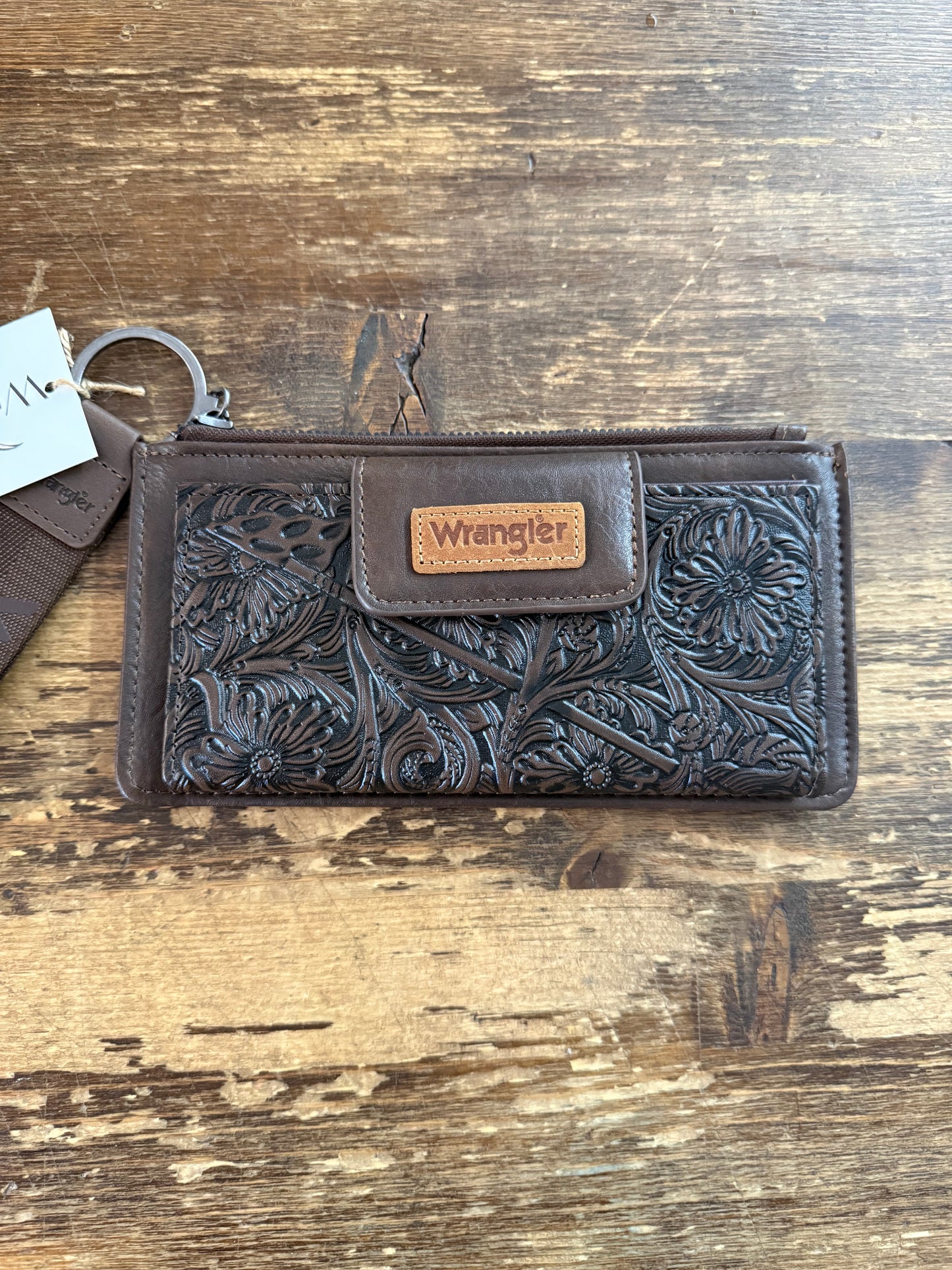 Wrangler Floral Tooled Wallet Wristlet