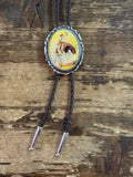 Brown Leather Oval Western Cowgirl Pendent Adjustable Necklace
