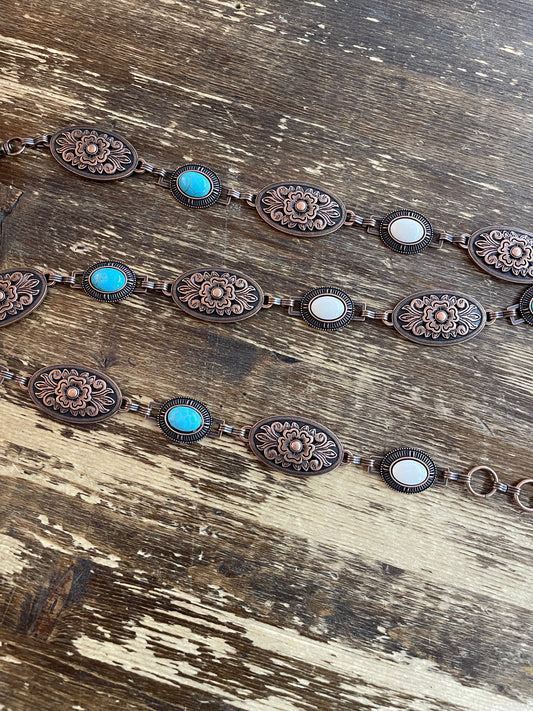 Southwestern Medallion Concho Link Chain Belt