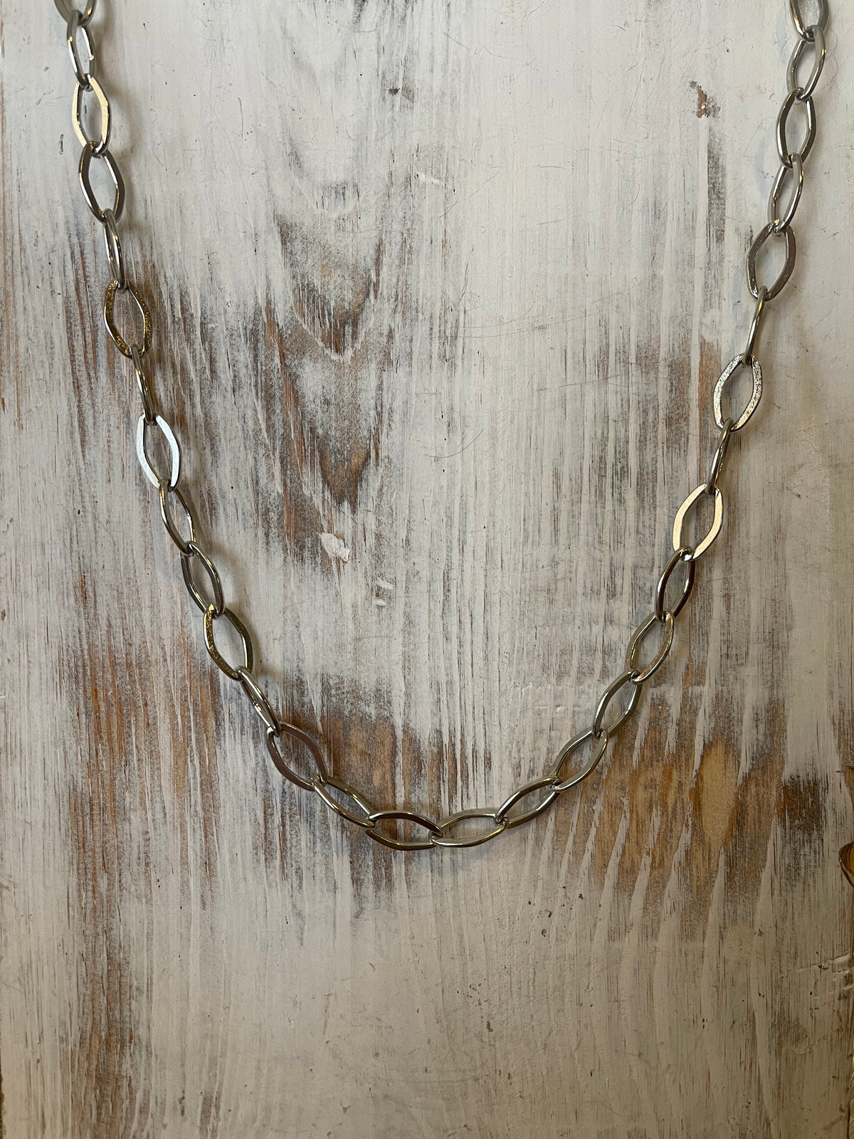 Silver Long Paper Clip Necklace