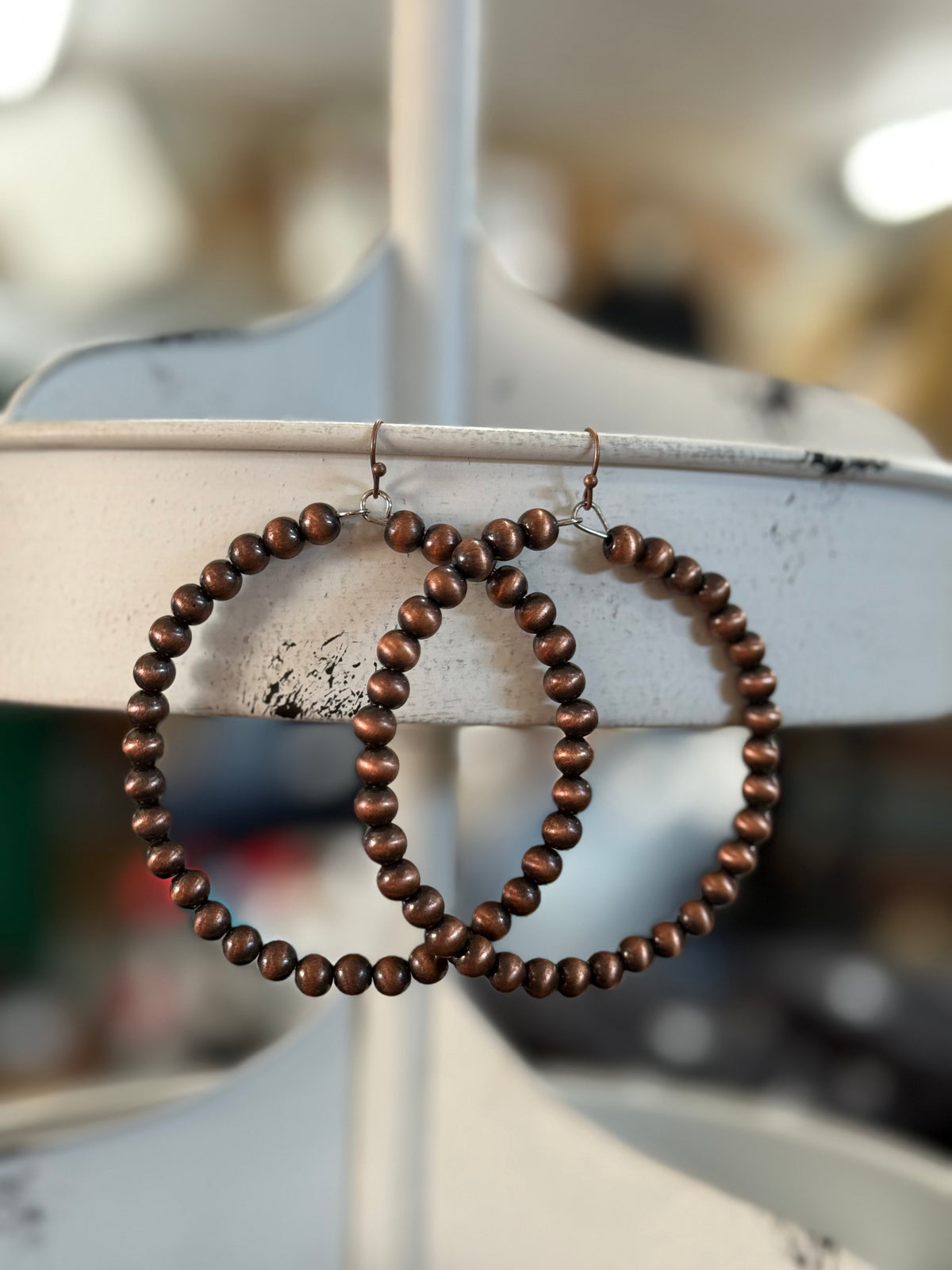 6mm Copper Bead Hoop Earrings