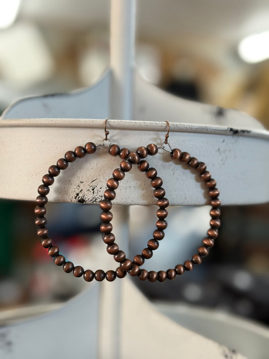 6mm Copper Bead Hoop Earrings