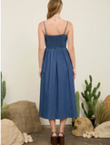 Bow Spaghetti Strap Denim Dress