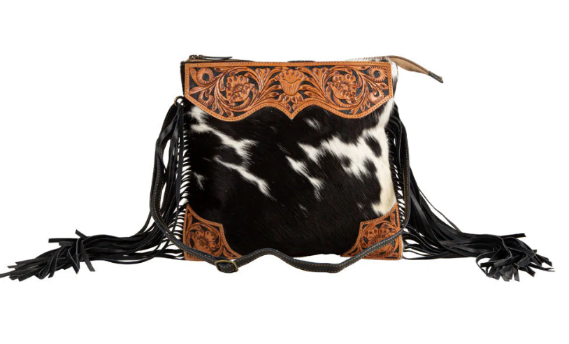 Tumbleweed Trail Fringed Hand-Tooled Bag