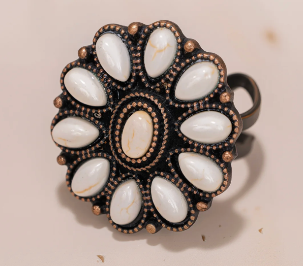 Bohemian Flower Cuff Ring