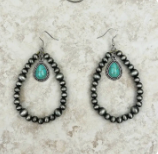Silver Navajo Pearl with Teardrop Dangle Earrings