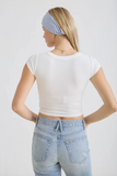Snap Button Cropped Henley Top