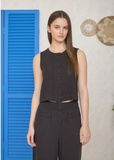 Sleeveless Button Down Linen Top