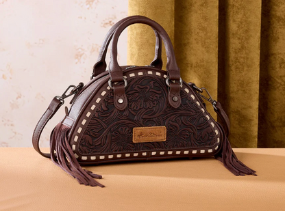 MW Tooled Satchel Fringe Bag