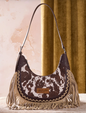 Wrangler Cow Print Fringe Shoulder Bag