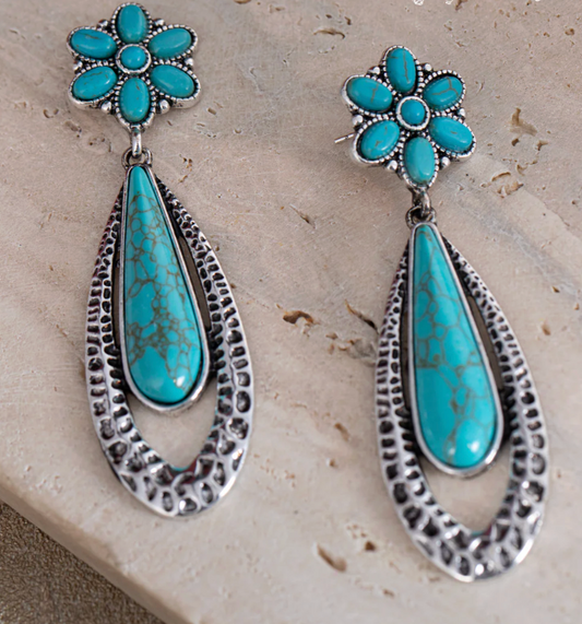 Oval Stone Dangling Earrings