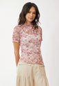 Floral Short Sleeve Mesh Top