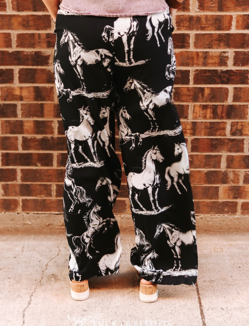 Black Horse Wide Leg Pants