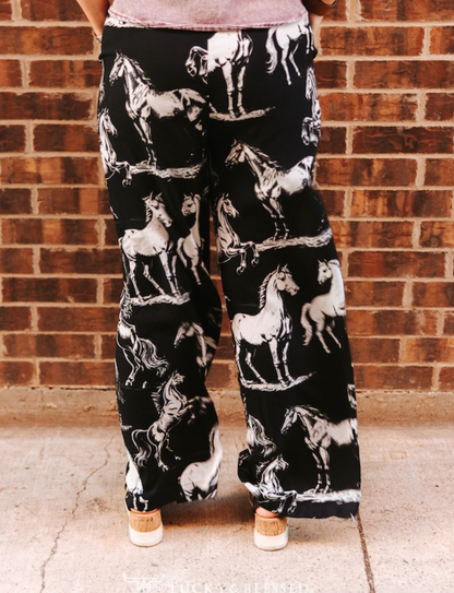 Black Horse Wide Leg Pants