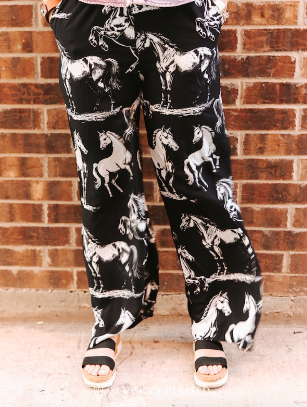 Black Horse Wide Leg Pants