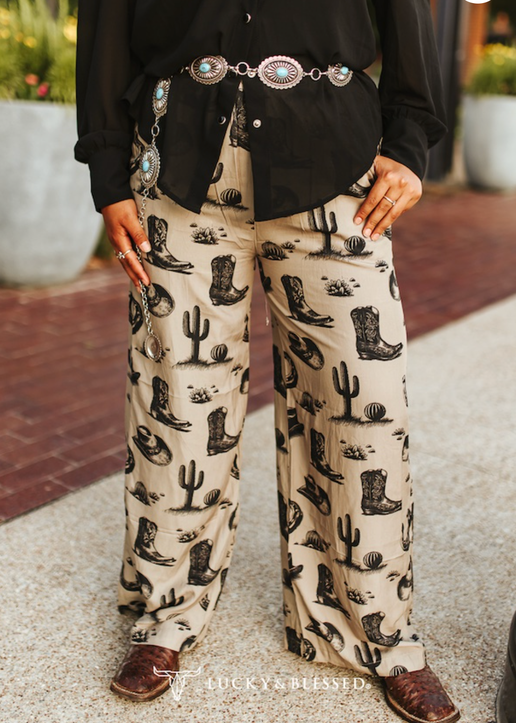 Khaki Vintage Western Wide Leg Pants