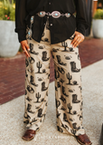 Khaki Vintage Western Wide Leg Pants