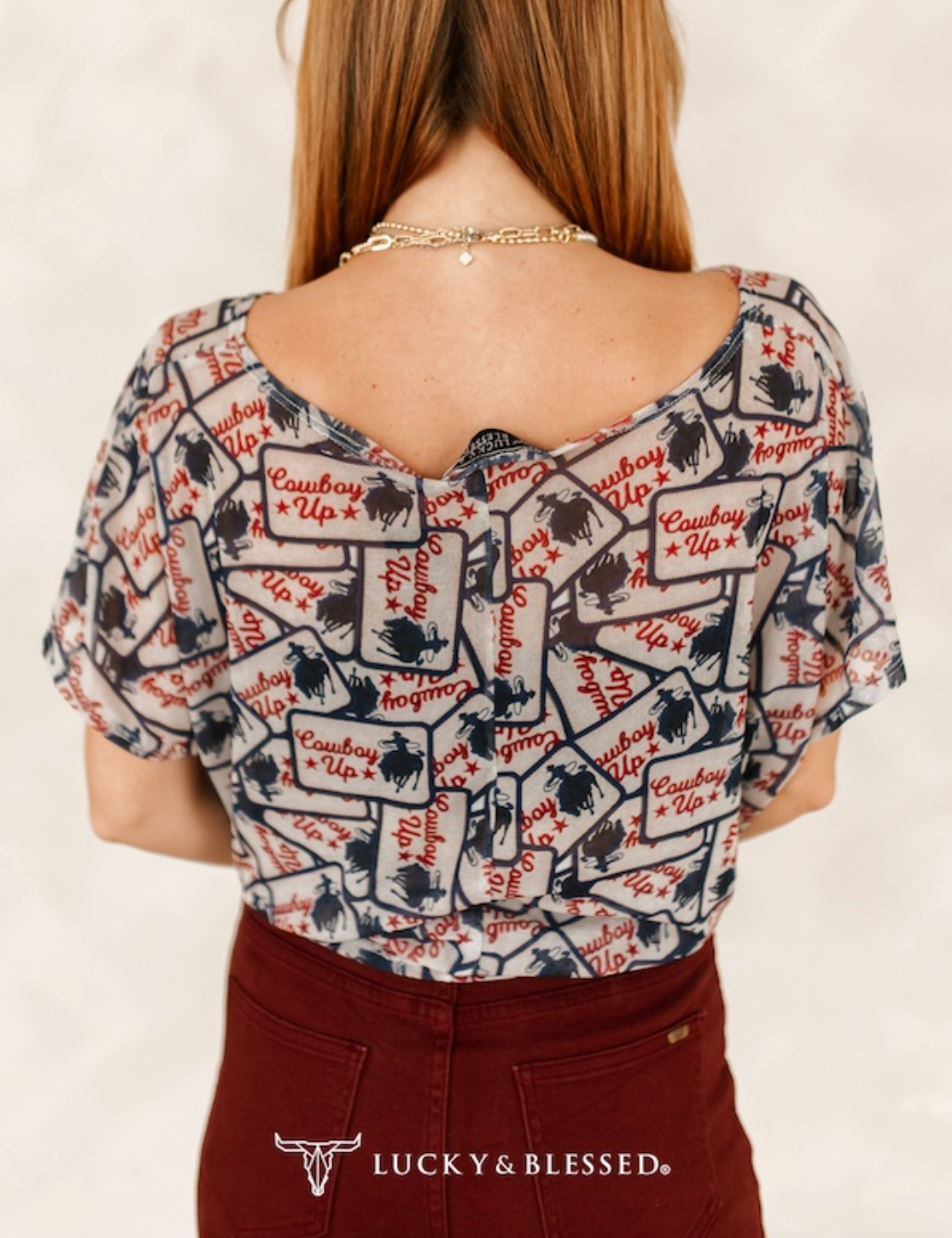 Cowboy Up Mesh Short Sleeve Top