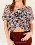 Cowboy Up Mesh Short Sleeve Top
