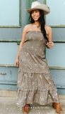 Boots Print Smocked Maxi Tier Dress