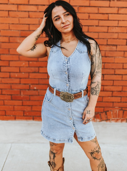 Denim Yoke Button Down Dress