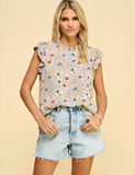 Floral Top with Ruffle