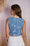 Floral Denim Vest