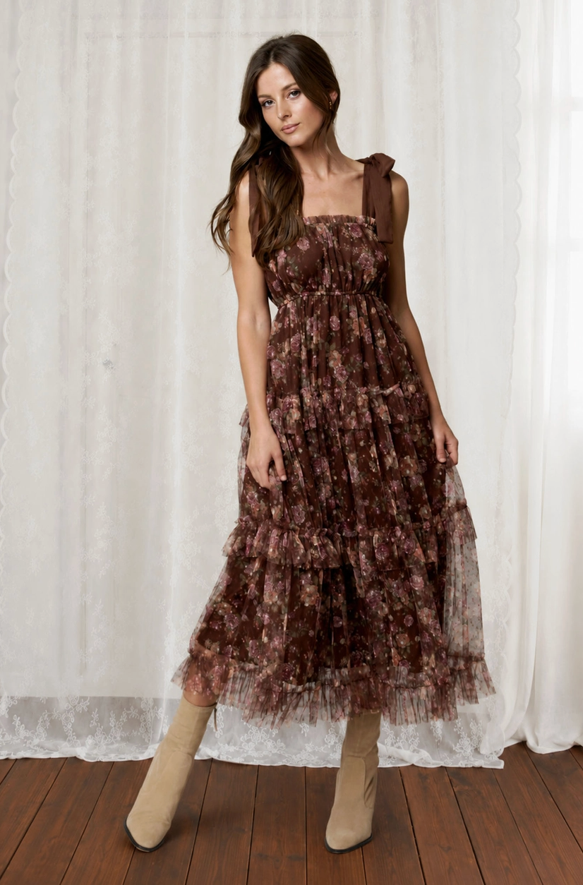 Floral Chiffon Tiered Dress