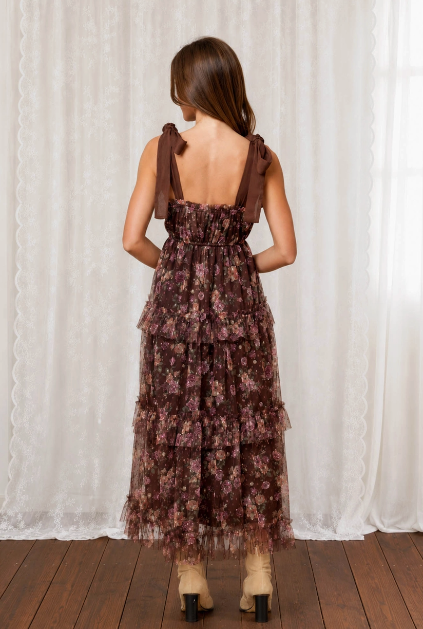 Floral Chiffon Tiered Dress