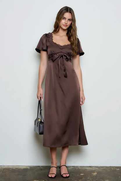 Lace Trim Midi Dress