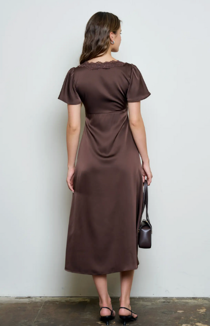 Lace Trim Midi Dress
