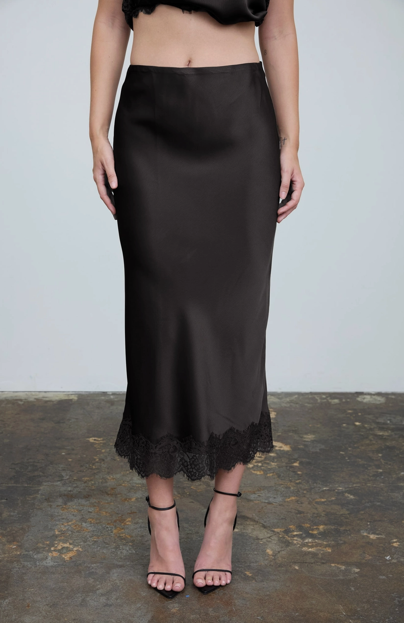 Satin Lace Pencil Skirt