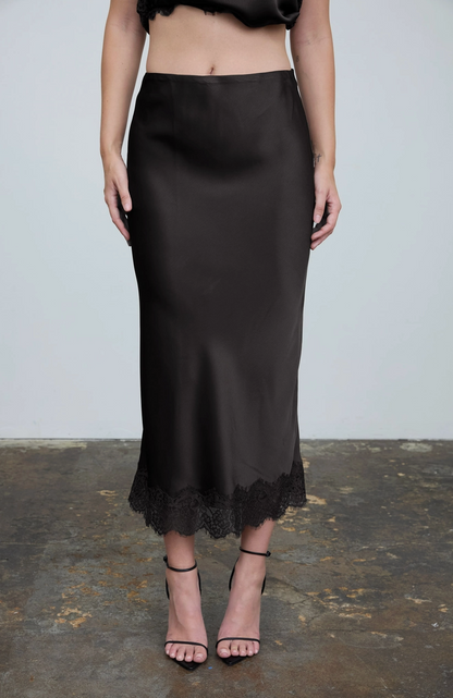 Satin Lace Pencil Skirt