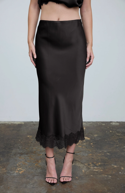 Satin Lace Pencil Skirt