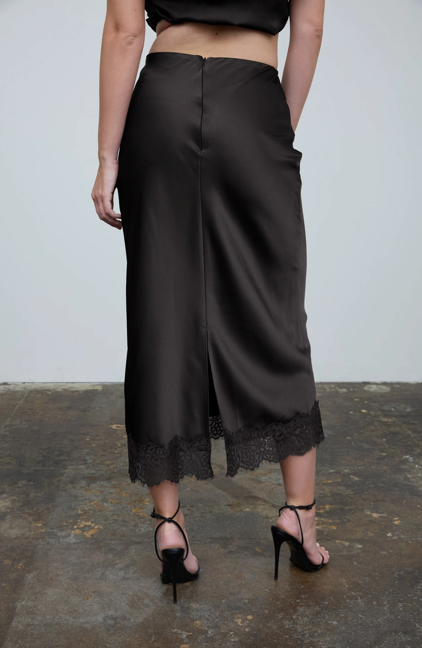 Satin Lace Pencil Skirt