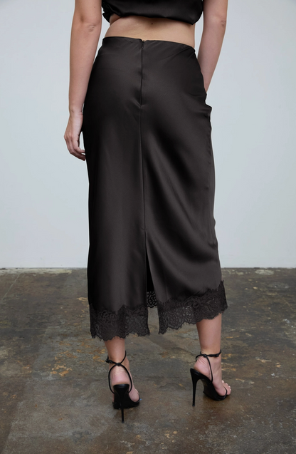 Satin Lace Pencil Skirt