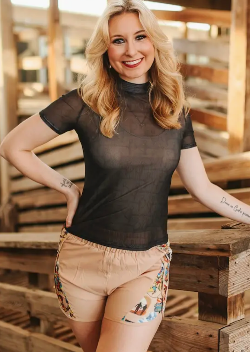 Black Horse Bit Mesh Top