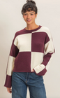 Crew Neck Checkered Sweater