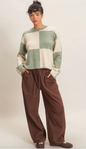 Crew Neck Checkered Sweater